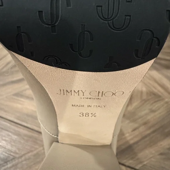 Jimmy Choo Rydea Cream Heeled Boots with Gold Accents - Picture 7 of 10